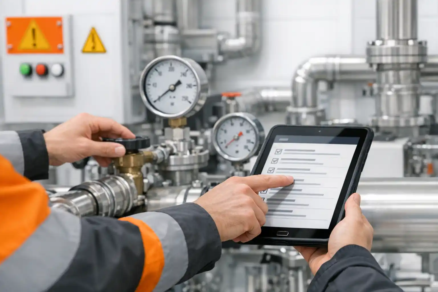 Detail technickej kontroly zariadenia a kontroly na tablete