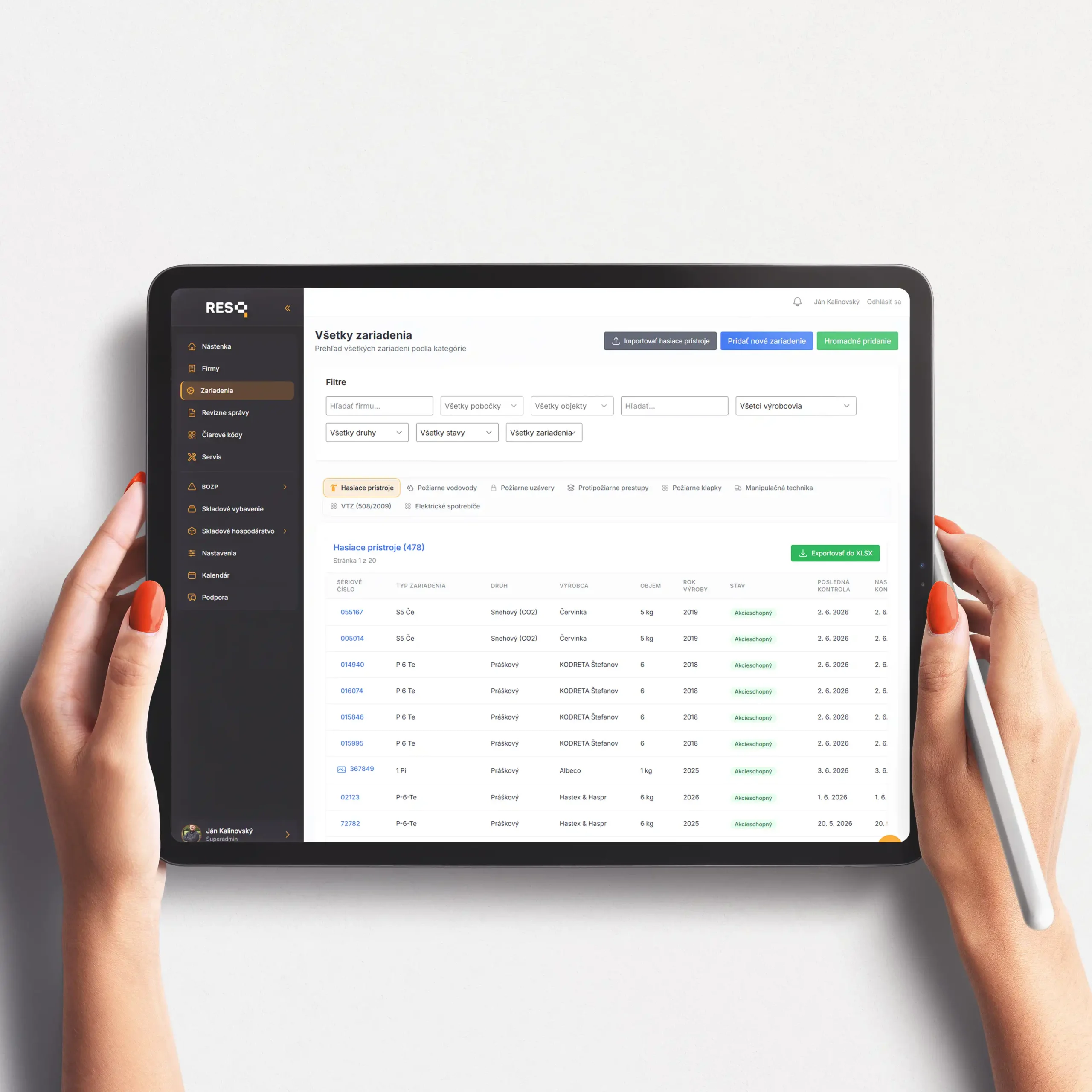 ResQ App zobrazená na tablete