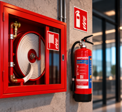 Požiarny hydrant a hasiaci prístroj